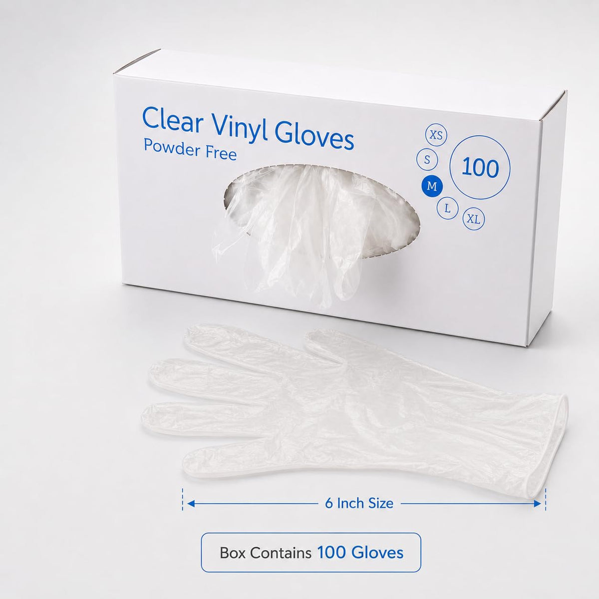1ABOVE 100 Clear Vinyl Gloves Medium Latex-Free Powder-Free