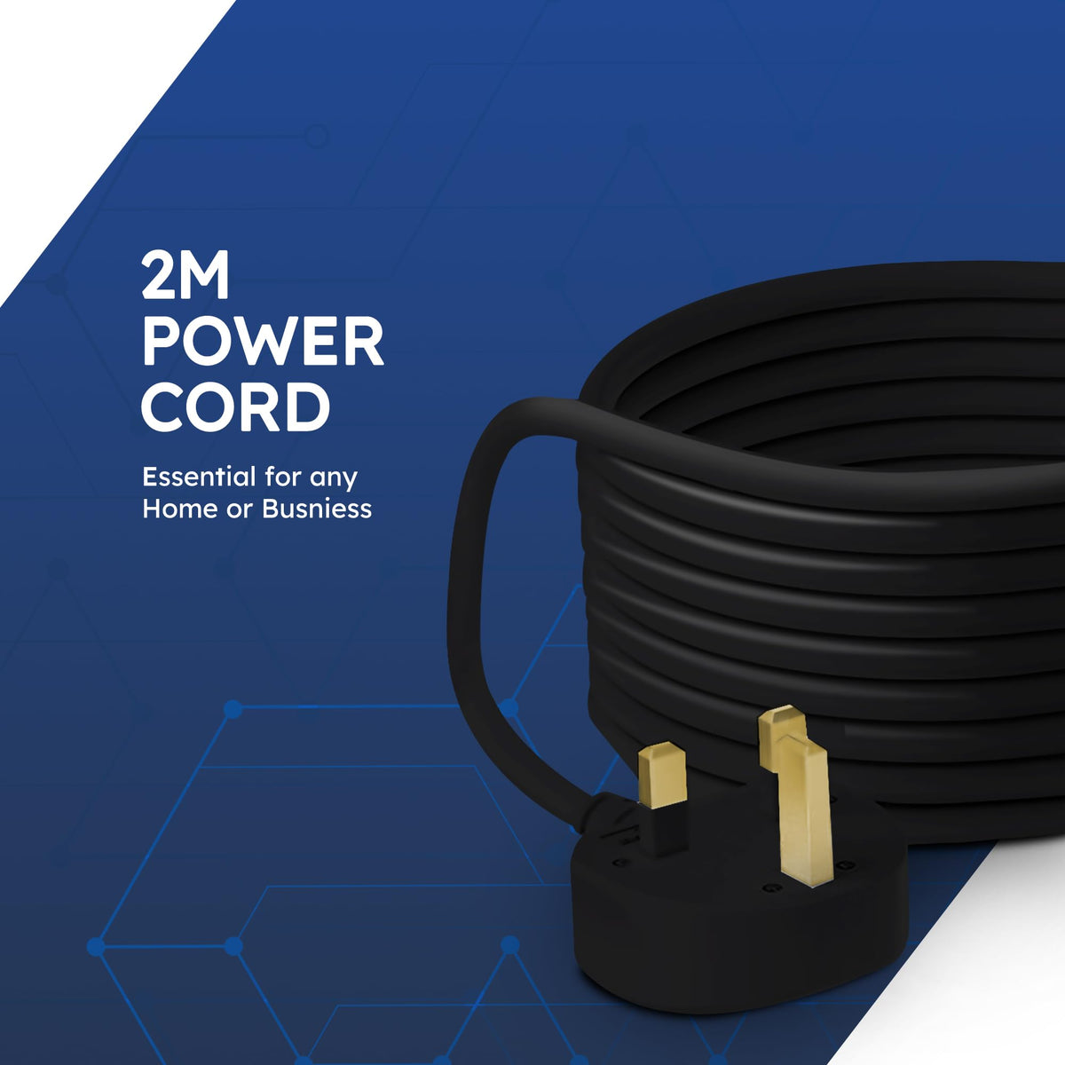 DESIRETECH Black Electric Extension Lead - 4 Gang, 1 Metre Cable with UK Plug & 3 Pin Socket - Wall Mountable & Multi Socket Mains Strip for Home, Bedroom, Kitchen, & Office (1 Pack)