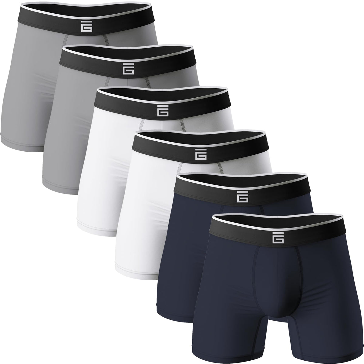 Giovici Mens Boxers Bamboo Anti Chafing Soft Comfortable Boxer Briefs Longer Leg - Boxer Shorts Multipack - Moisture Wicking Technology