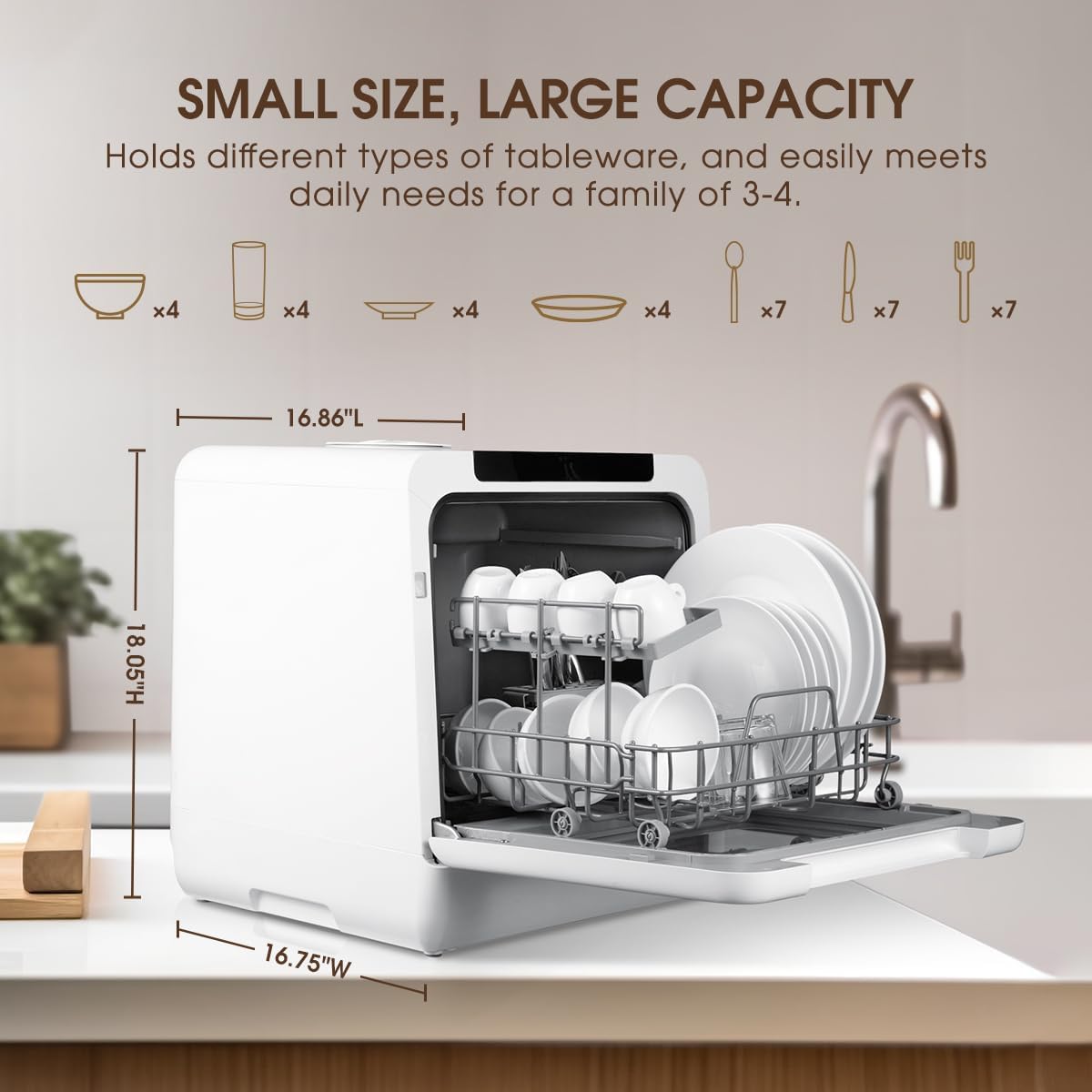 HAVA Table Top Dishwasher, 8 Wash Programmes Upgraded Countertop Dishwasher