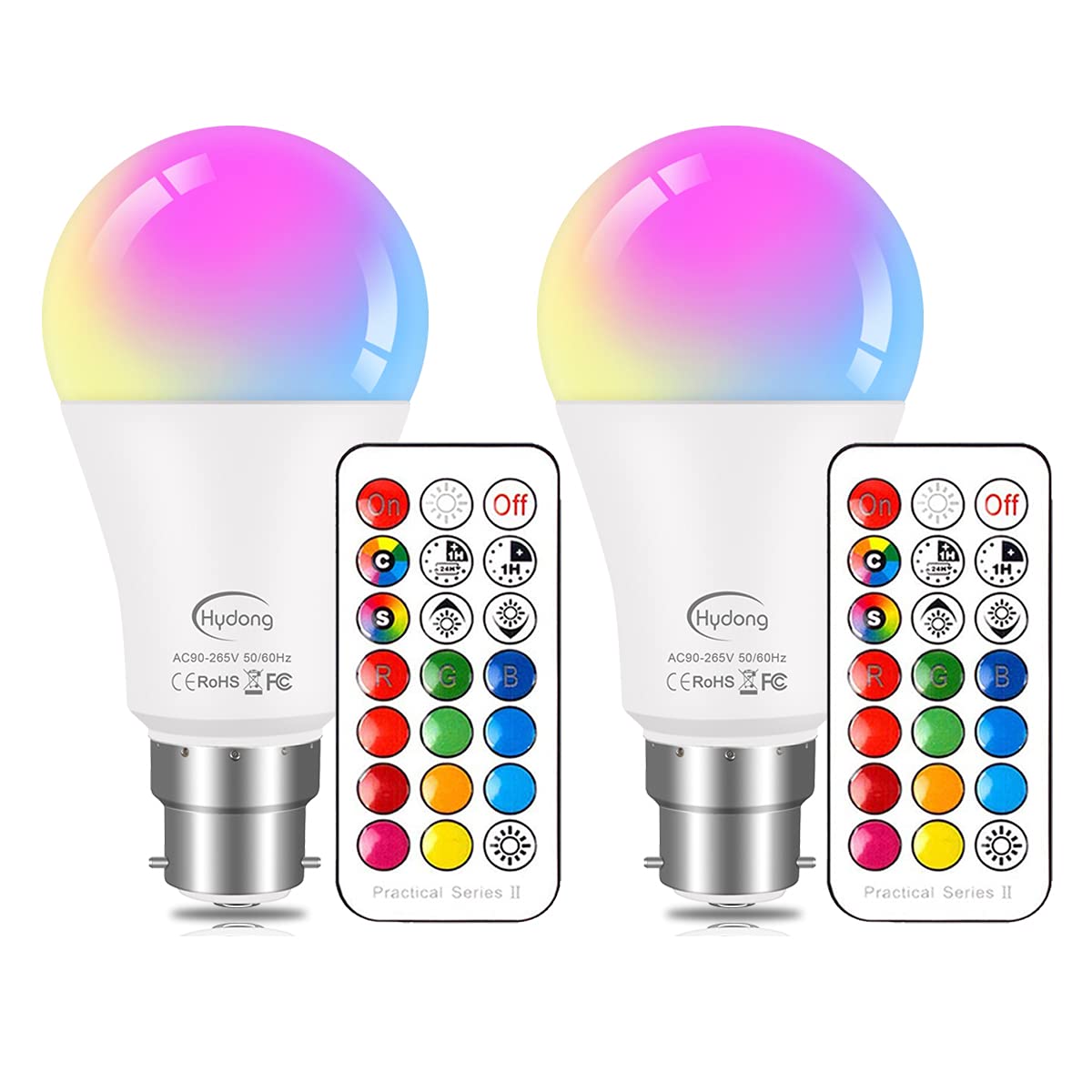Colour Changing Bulb B22 10W Dimmable, RGBW LED Light Bulbs Mood Lighting with 21key Remote Control,Dual Memory Function,12 Color Choices for Home Dec