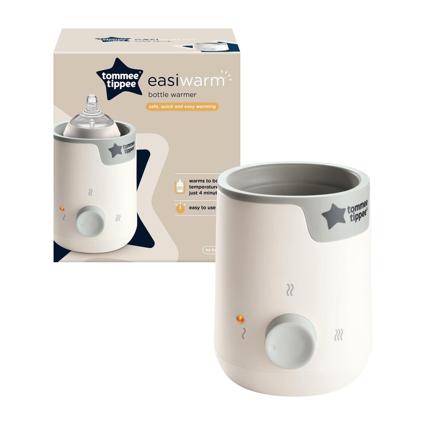 Tommee Tippee Easiwarm Bottle Warmer, White, Warms Breast Milk to Body Temperature in 4 Minutes, with Automatic Timer and One-Dial Operation