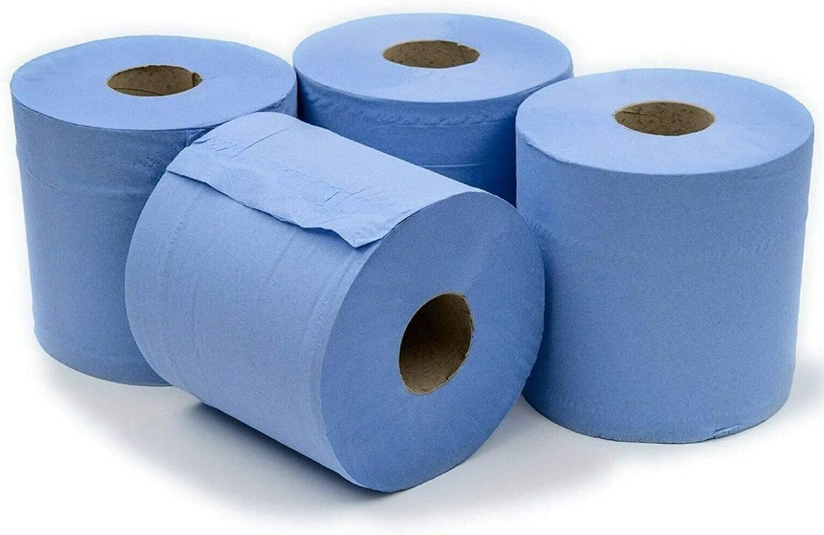 6 X Centrefeed Blue Rolls | 2 Ply Embossed Paper Towels | Strong & Absorbent | 6-Pack | Sustainable & UK Supplier | Perfect for Commercial & Kitchen Use Cleaning Toilet