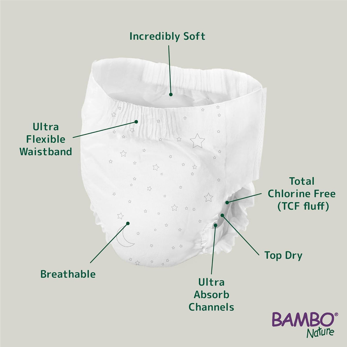 Bambo Nature Dreamy Night Pants Nappies, (Children Aged 8-15, 35-50kg), 10PK Pull Up Pants, Eco Nappies Keep Beds Dry All Night, Pull Ups Training Nappy, Secure, Comfortable, Potty Training