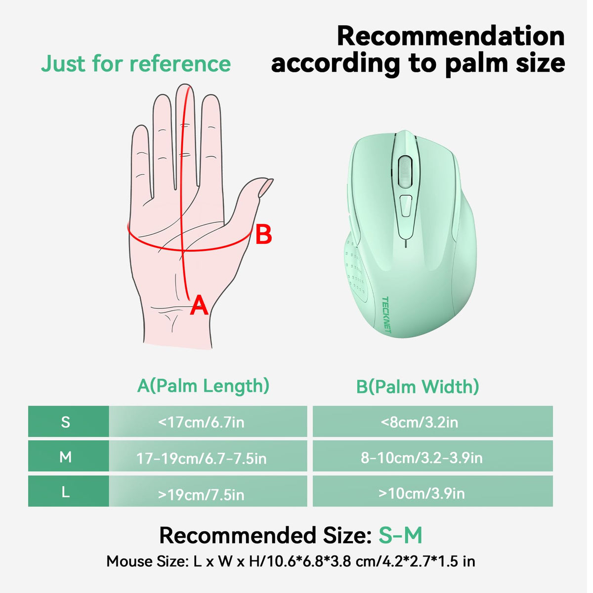TECKNET Bluetooth Mouse, Rechargeable Bluetooth Wireless Mouse