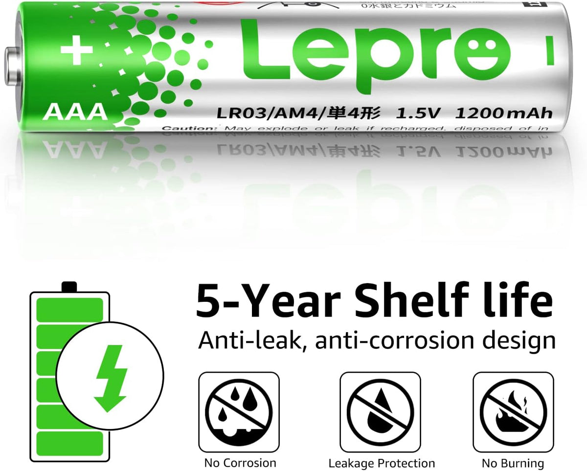 Lepro AAA Alkaline Batteries 24 Pack, 1200mAh Triple A Battery Long Lasting