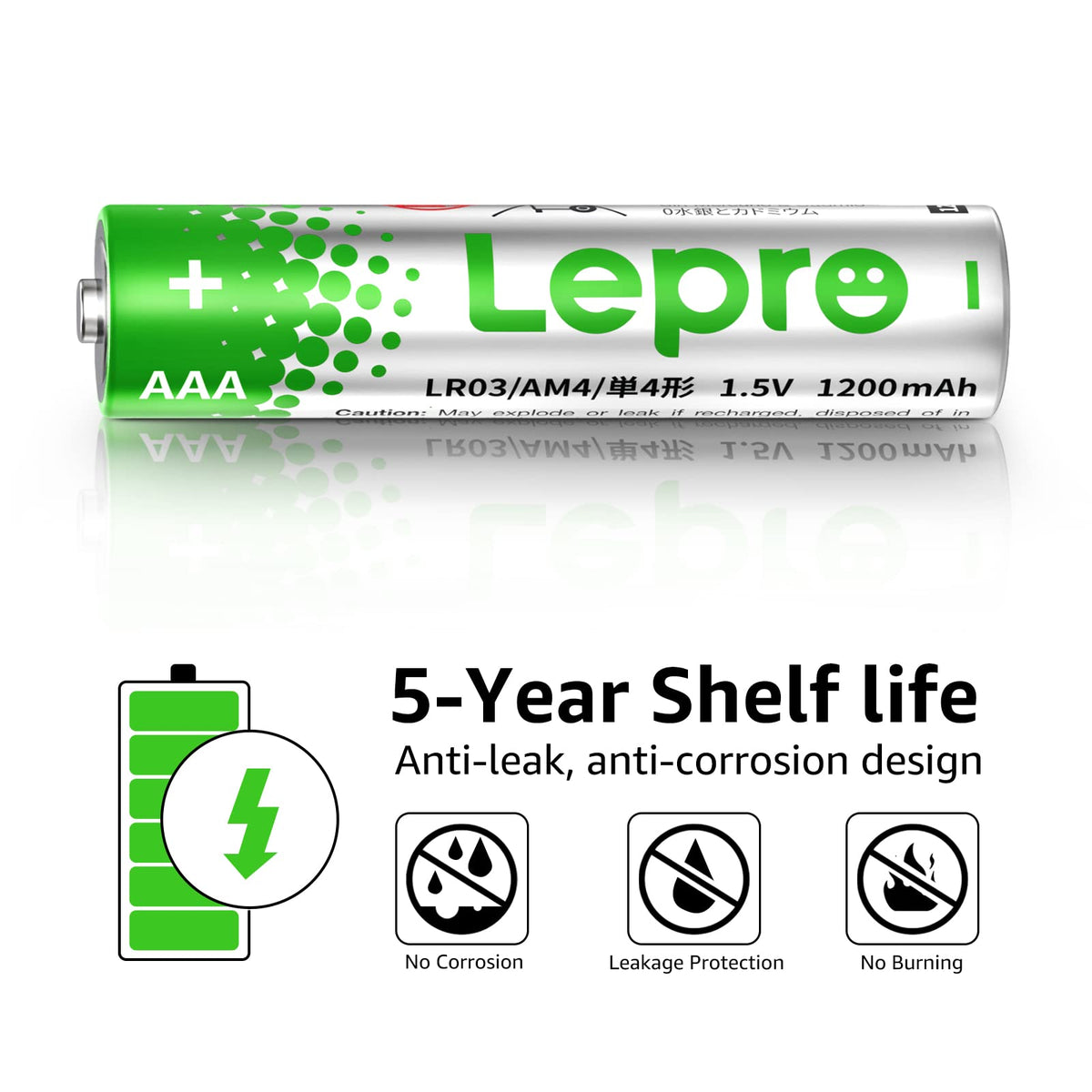 Lepro AAA Alkaline Batteries 24 Pack, 1200mAh Triple A Battery Long Lasting