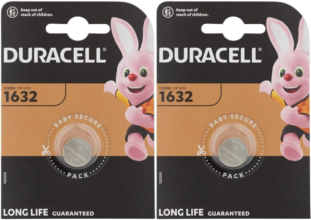 2 x Duracell 1632 (2 Blister Packs of 1 Battery) 2 Batteries (CR1632)