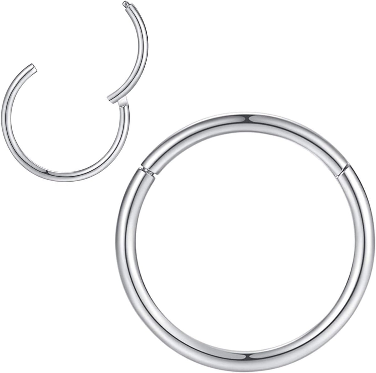 316L Surgical Steel Hinged Nose Rings Hoop Suptum Ring Body Piercing Lip Rings Helix Cartilage Rook Earrings 20G 18G 16G 14G 12G 10G 8G, Diameter 5mm to 16mm, Gold-Rose Gold-Silver-Black