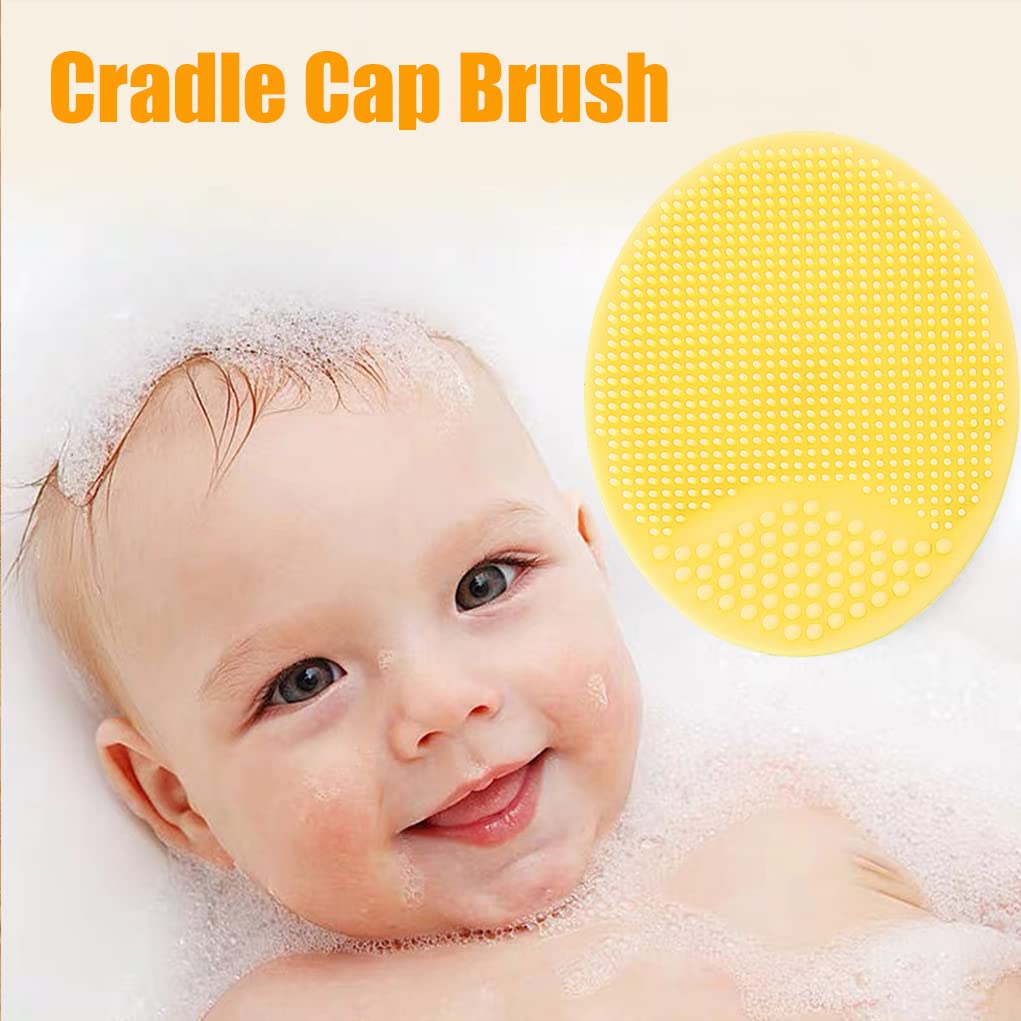 Baby Bath Brush, Baby Cradle Cap Brush, Silicone Massage Brush, Silicone Scrubbers Exfoliator Brush, Baby Skin Scrubbers Essential for Dry Skin, Cradle Cap and Eczema 2 Pack (Blue & Green)