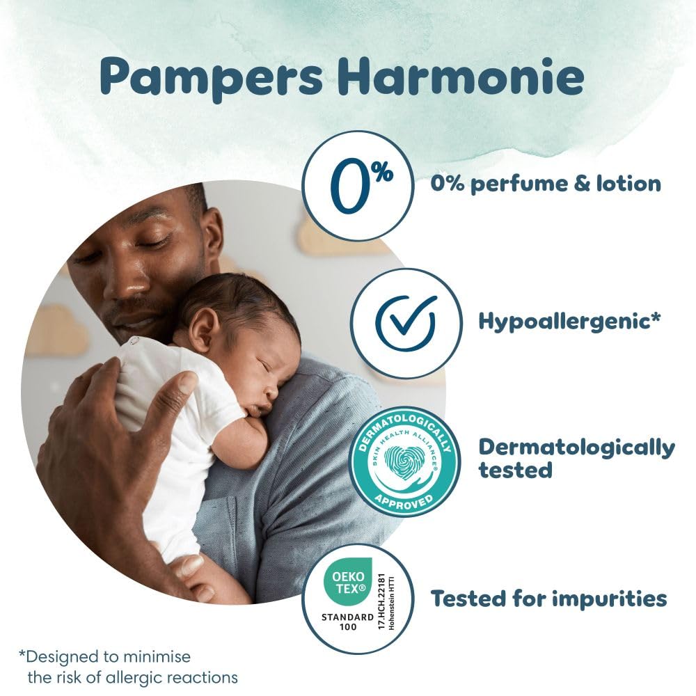 Pampers Baby Nappies Size 2 (4-8 kg / 9-18 lbs), Harmonie, 132 Count, Saving Pack, Baby Essentials for Newborn
