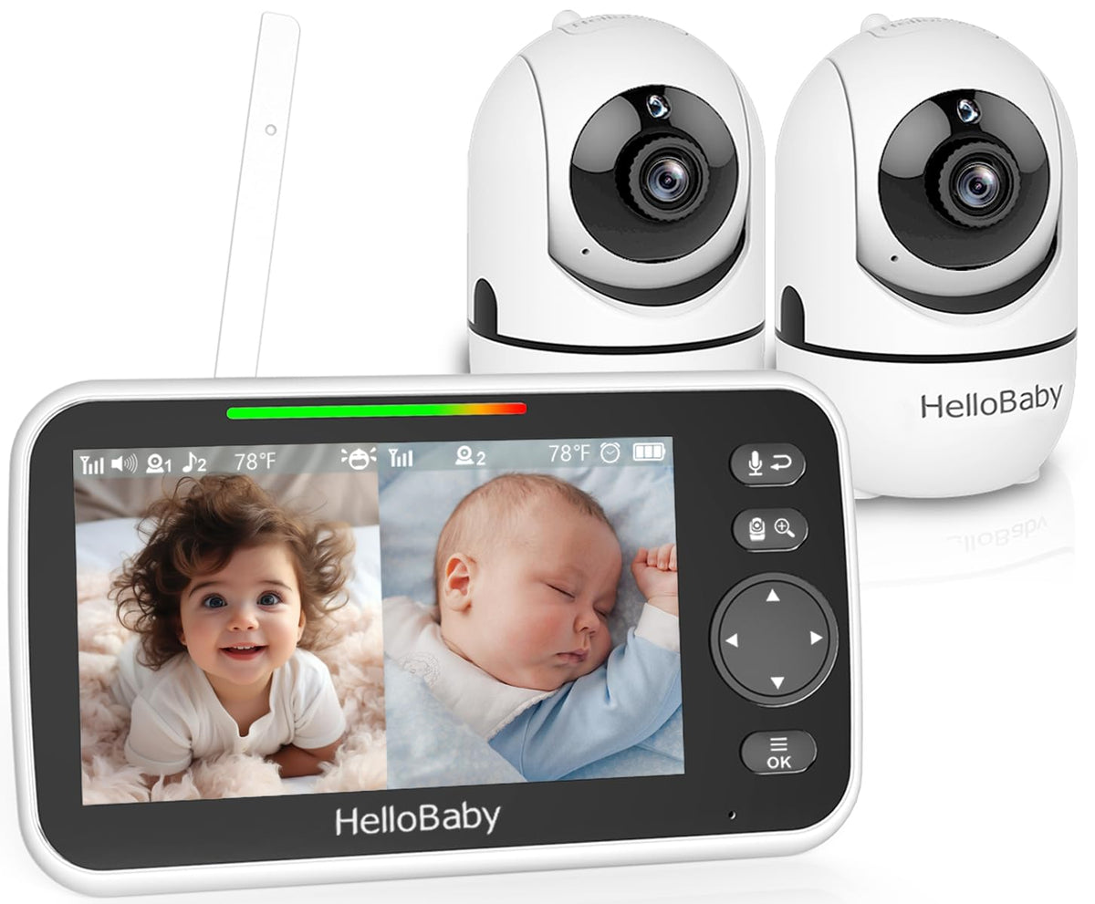 HelloBaby HB6550 Baby Monitor with Camera and Night Vision, 5" Split Screen