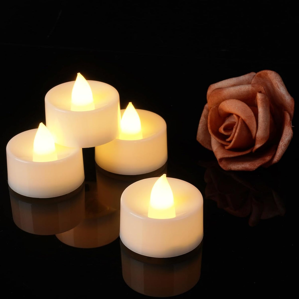 Homemory Led Battery Operated Tea Lights, Fake Electric Flickering Candles