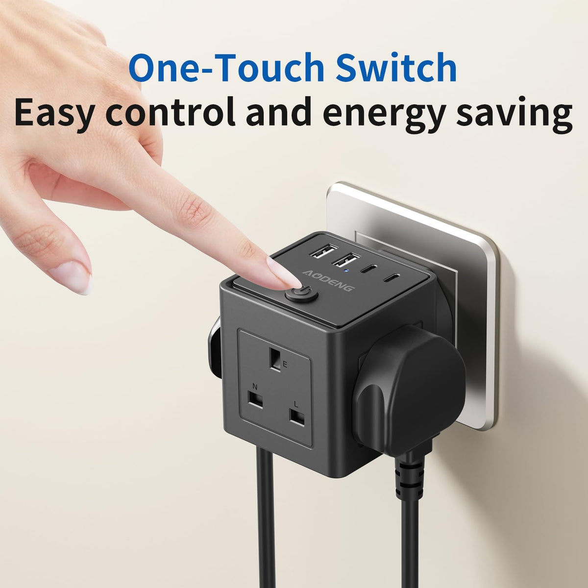 Plug Extension Socket with 4 USB, 3 Way Multi Plug Adapter UK, USB Wall Plug Charger, 3 Pin Plug Expander for Home, Office, University Essentials