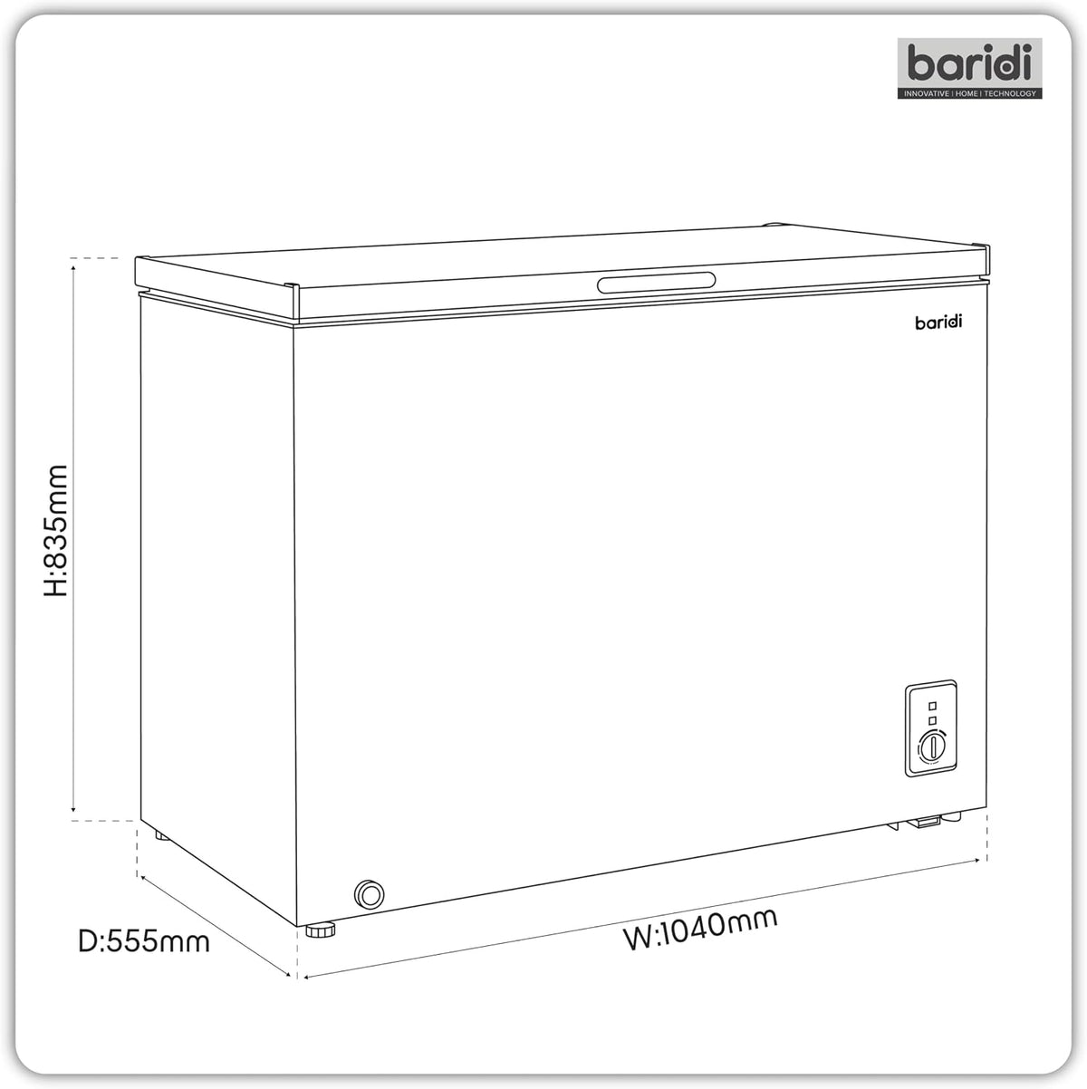 Baridi 299L Freestanding Chest Freezer with Adjustable Thermostat, Black - DH261