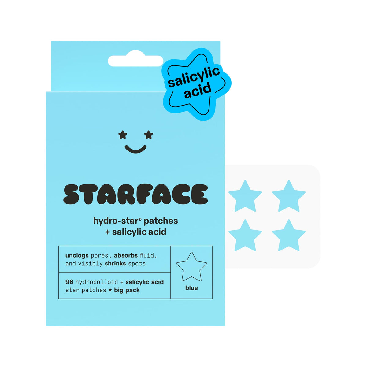 Starface Hydro-Star® Black Hydrocolloid Star-Shaped Pimple Patch, 96 ct