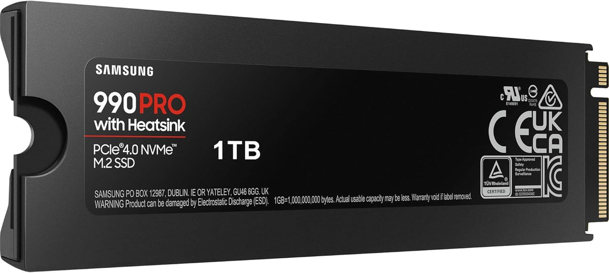 Samsung 990 PRO 1TB PCIe 4.0 (up to 7450 MB/s) NVMe M.2 (2280) Internal Solid State Drive (SSD) (MZ-V9P1T0BW)