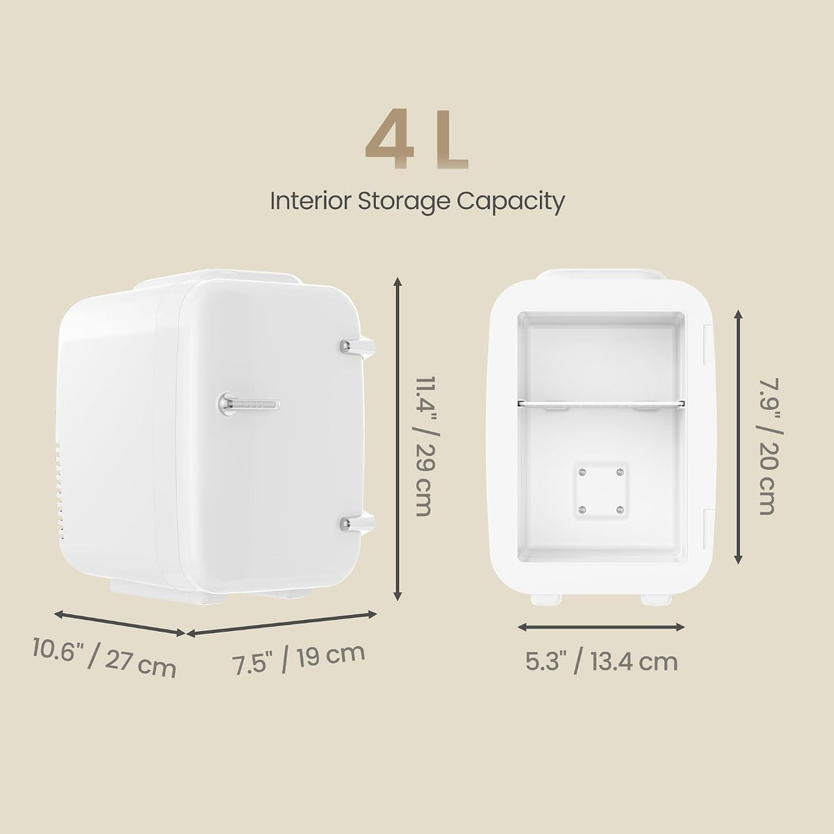 SONGMICS Mini Fridge 4L/6 Can, Portable Small Fridge Mini Cooler & Warmer