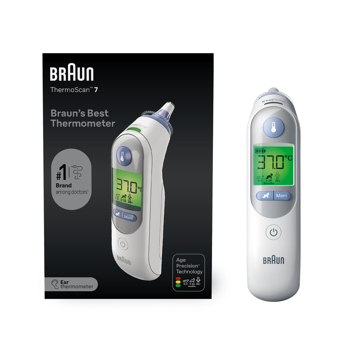 Braun ThermoScan 7 Ear thermometer | Age Precision Technology | Black