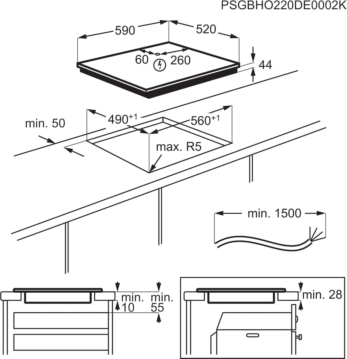 AEG Induction Hob IKB64401FB, 59 cm, 4 Zones