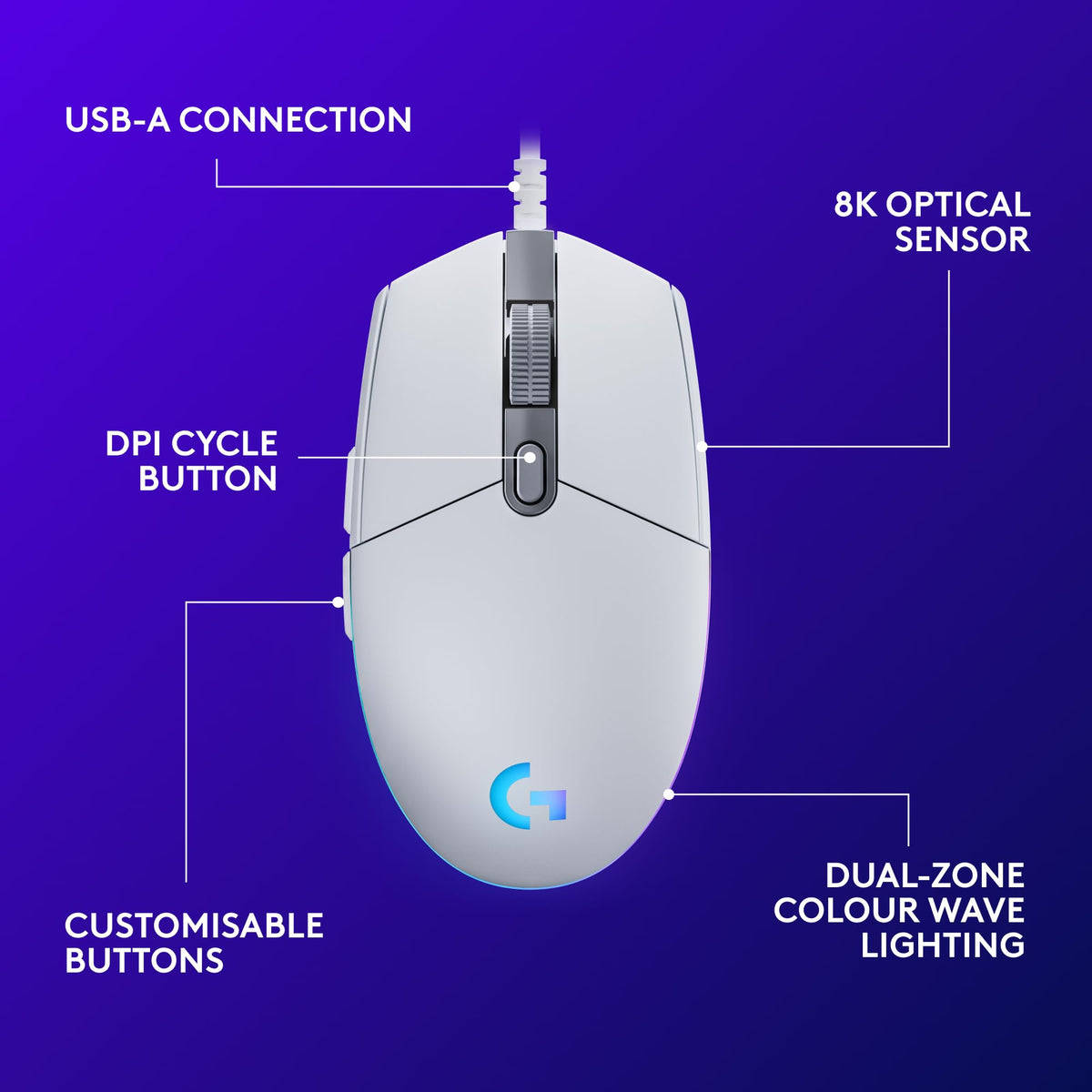 Logitech G203 LIGHTSYNC Gaming Mouse with Customizable RGB Lighting