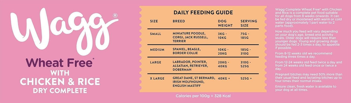 Wagg Wheat Free Complete Dry Adult Dog Food Chicken & Rice 12kg