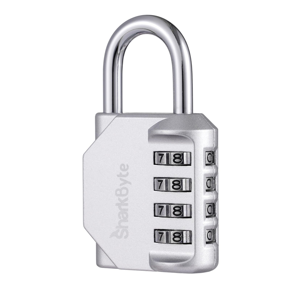 SharkByte Heavy Duty Combination Padlock – 4-Digit Weatherproof Outdoor Lock with Stainless Steel Shackle, Anti-Rust Resettable Code for Gym, School, Locker, Shed, Toolbox, Gate & Warehouse - Red