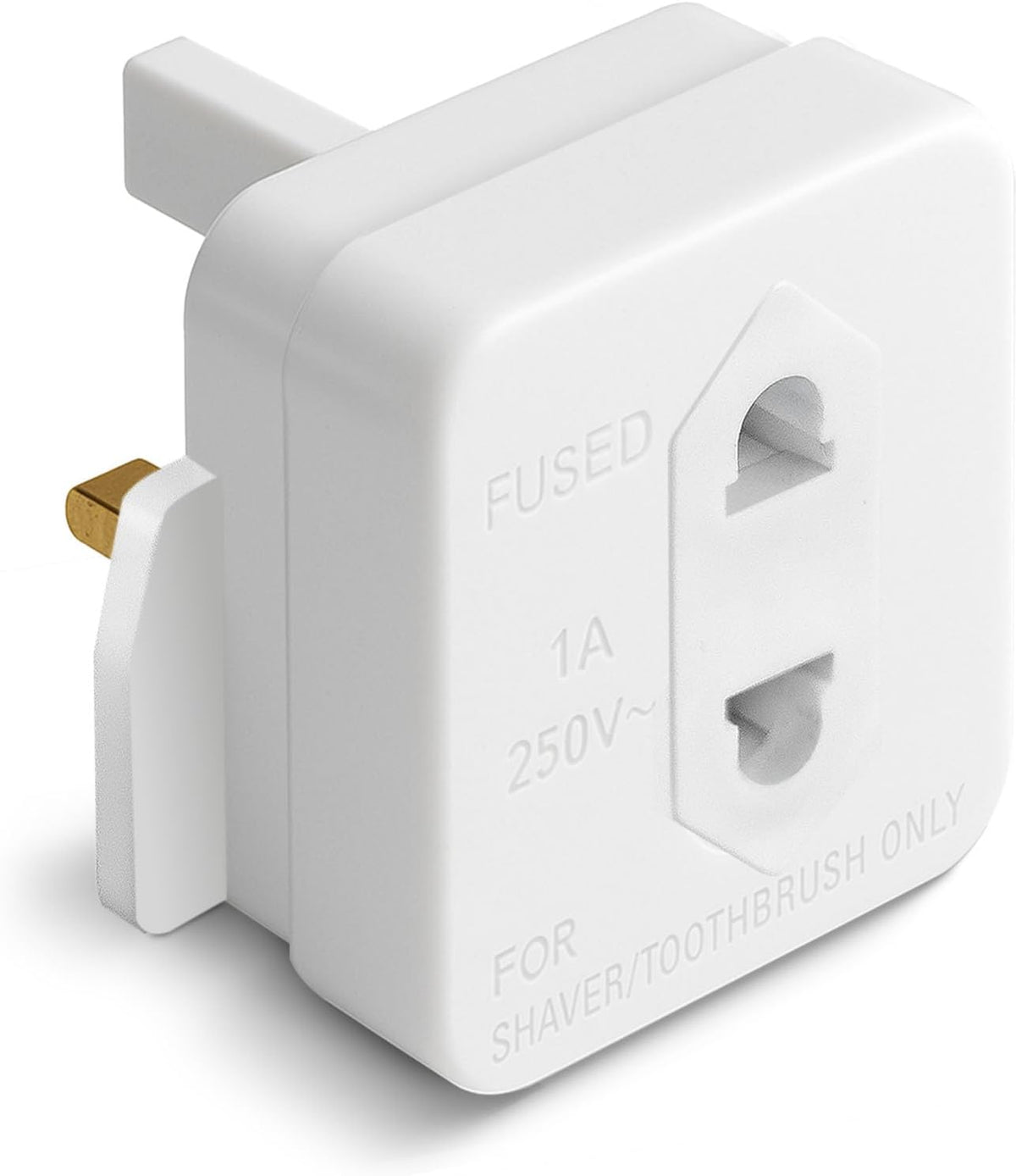 Desiretech Shaver Adaptor 1 Pack, 2 Pin to 3 Pin UK Plug Converter, 1A 250V, Compact Travel Adaptor for Electric Shavers & Toothbrushes, CE Certified, White