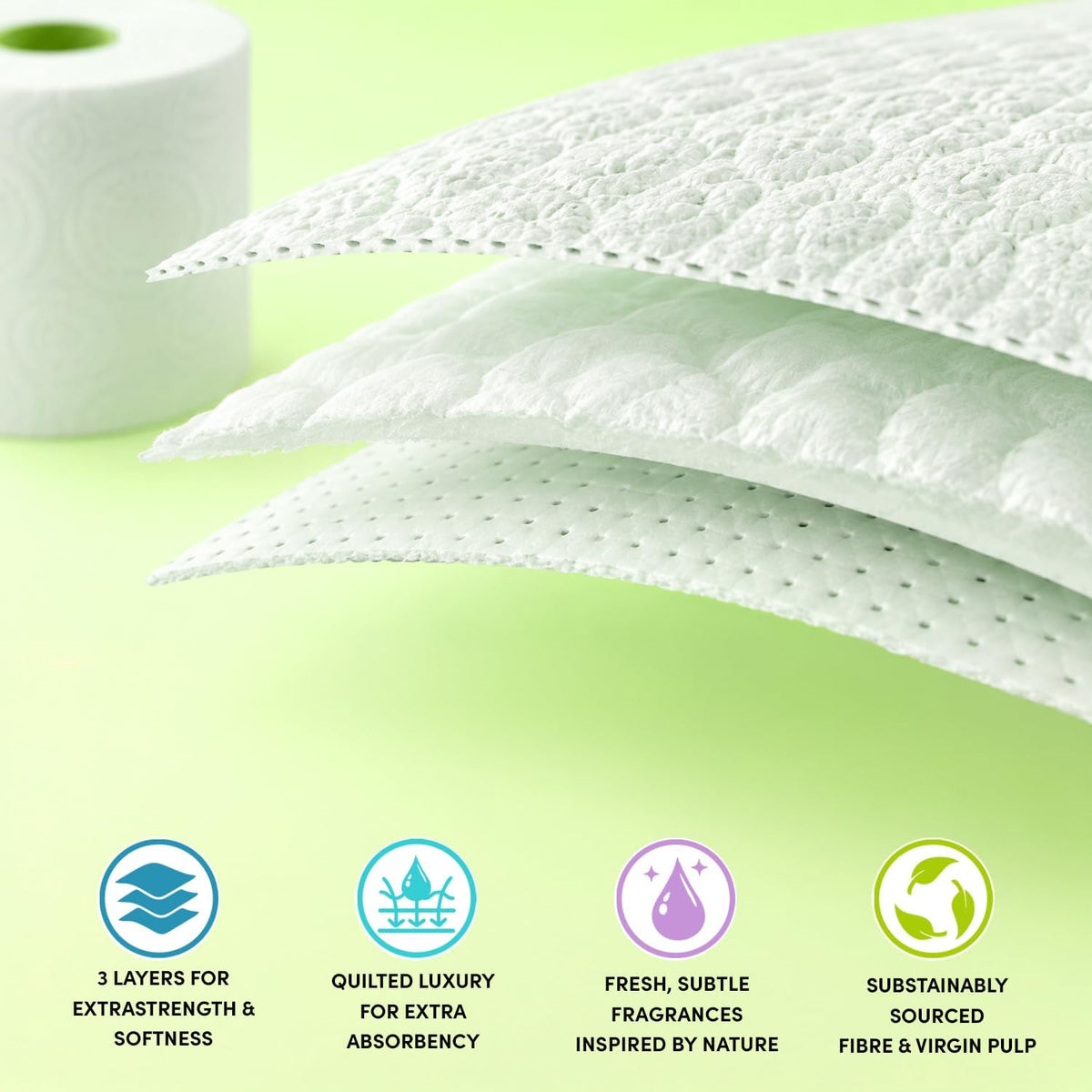 Splesh by Cusheen Toilet Roll 72 Rolls - Aloe Vera Scent Bulk Family Pack | Soft 3 Ply Quilted Bathroom Tissue Loo Rolls | Eco-Friendly, Sustainable Toilet Paper