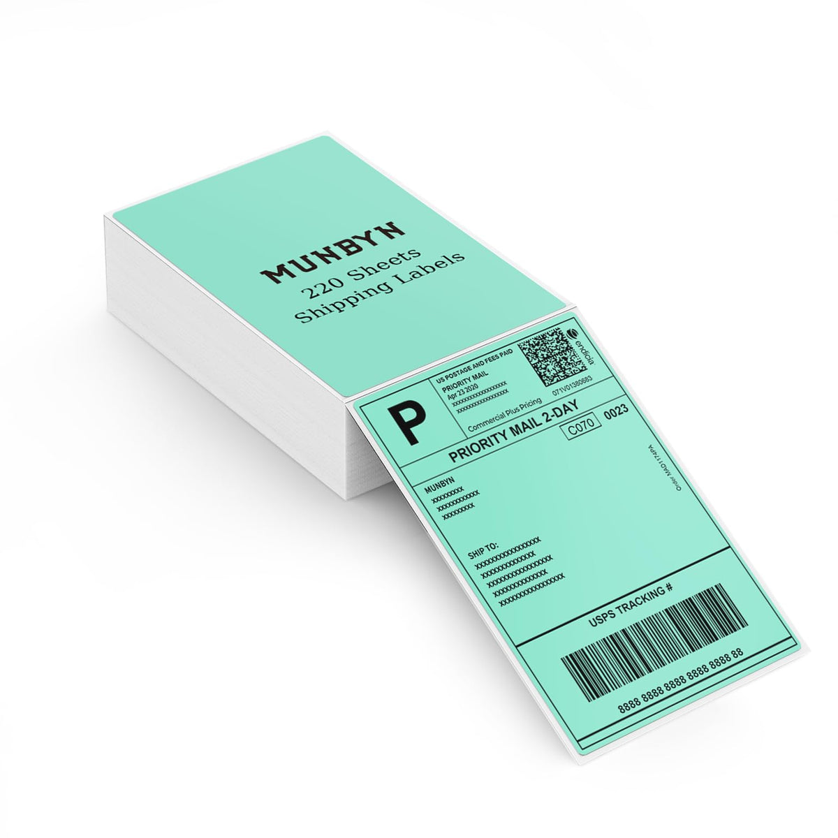 MUNBYN 4x6 Direct Thermal Labels, Fanfold Shipping Label Paper for Thermal Printer, Pack of 1000 Permanent Adhesive Labels for Shipping Packages