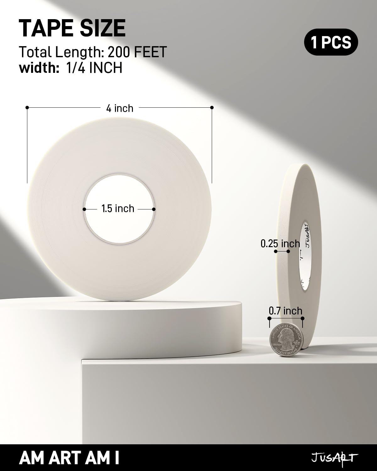 JusArt Artist Tape for Watercolor Paper, 1/2 inch Wide 200FT Long