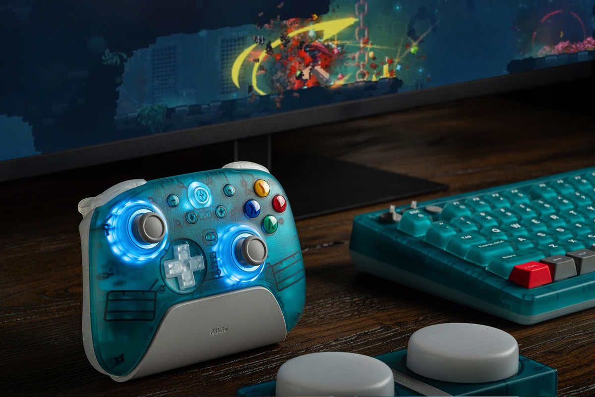 8Bitdo Ultimate 2 Wireless Controller for Windows & Android, Gaming Controller with TMR Joysticks, Switchable Hall Effect/Tactile Triggers, Motion Control, RGB Fire Ring, 8Speed Wireless Tech, Purple