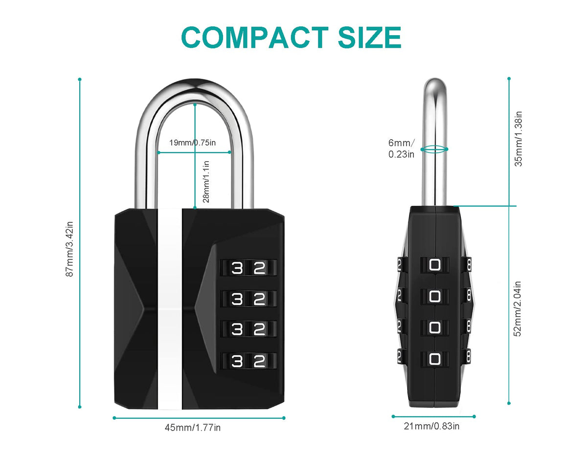 ZHEGE Combination Padlock, 4 Digit Coded Padlock (Sky Blue)