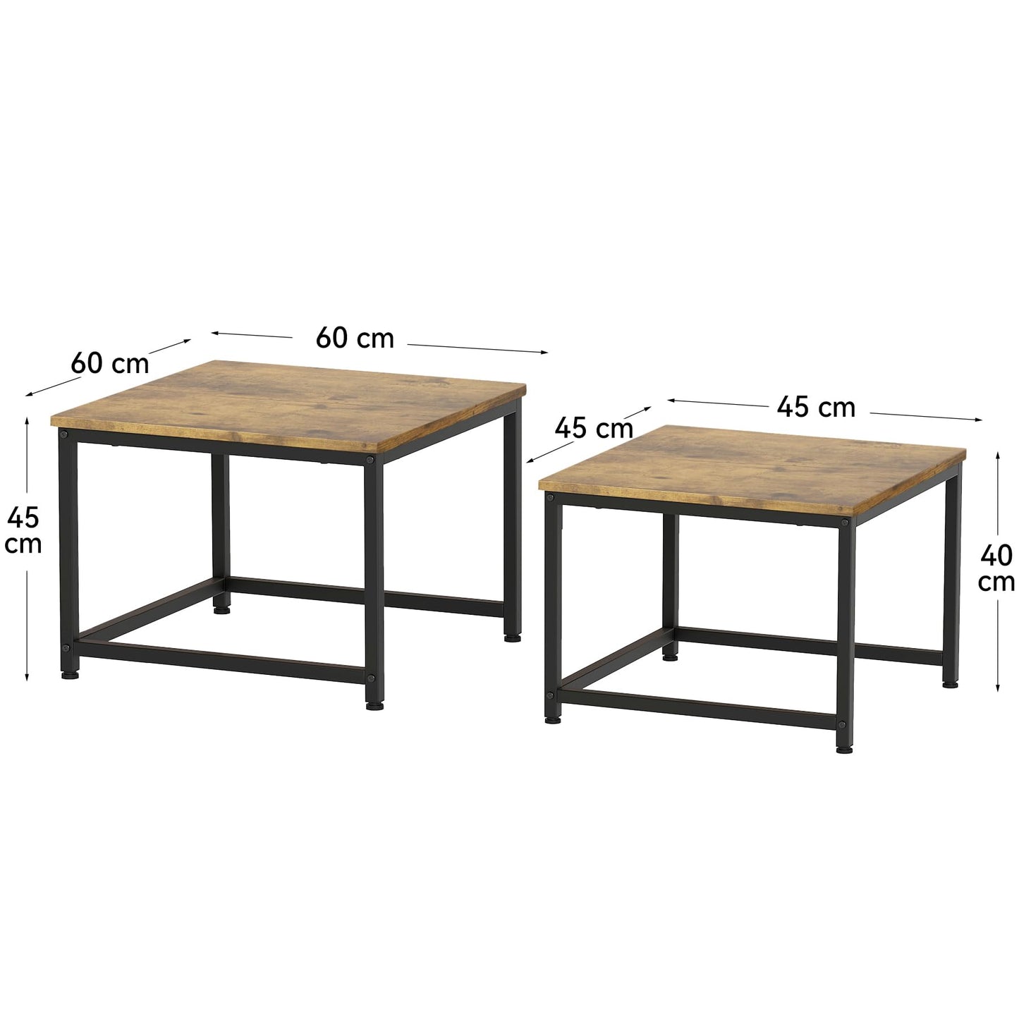 Hawthyhome Coffee Tables, Round Nesting Tables Tet of 2, Modern Side Tables with Metal Frame, Industrial Stacking End Tables for Living Room Bedroom Office, 60 * 60 * 45cm, Brown