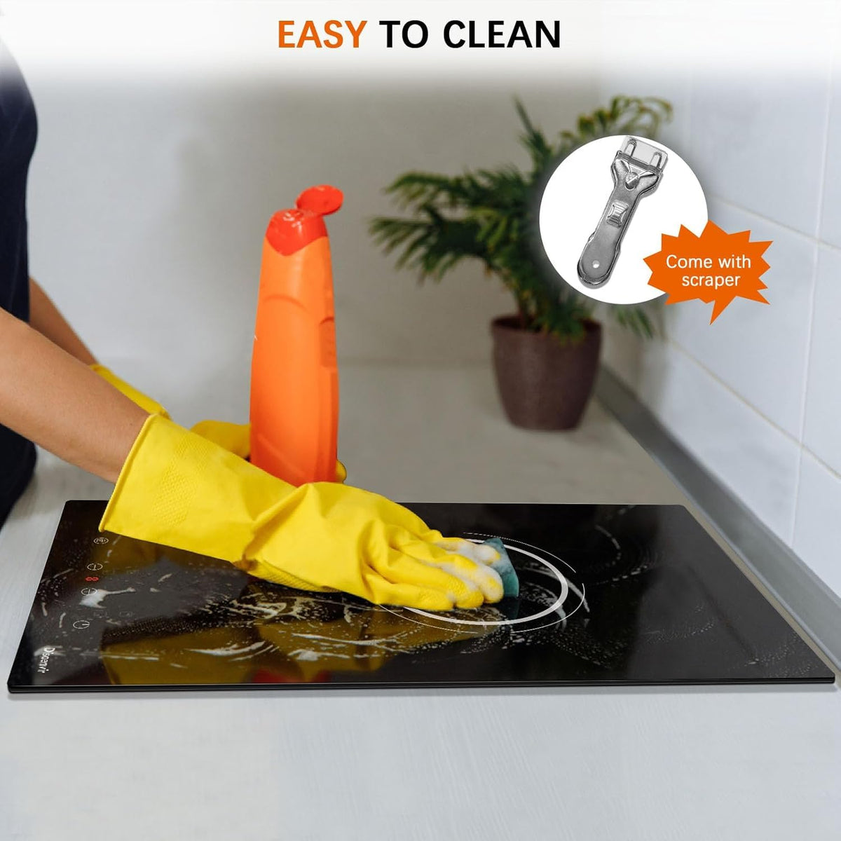 Double Ceramic Hob with Handle, Plug in 2 Ring Electric Hob