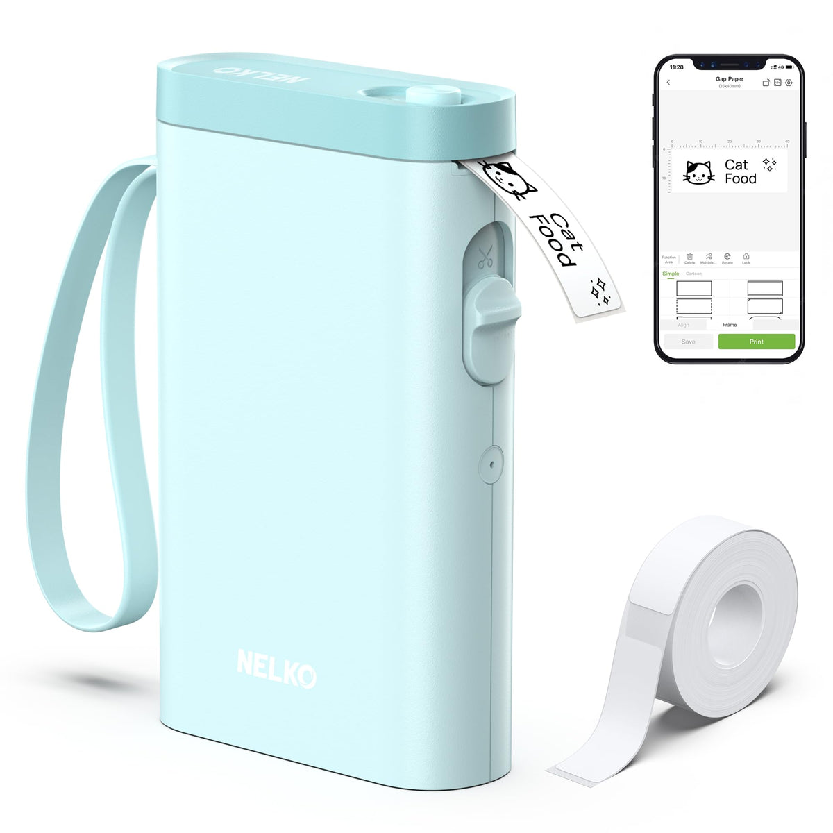 Nelko Label Maker P21 Portable Bluetooth Sticker Printer with Tape, Black