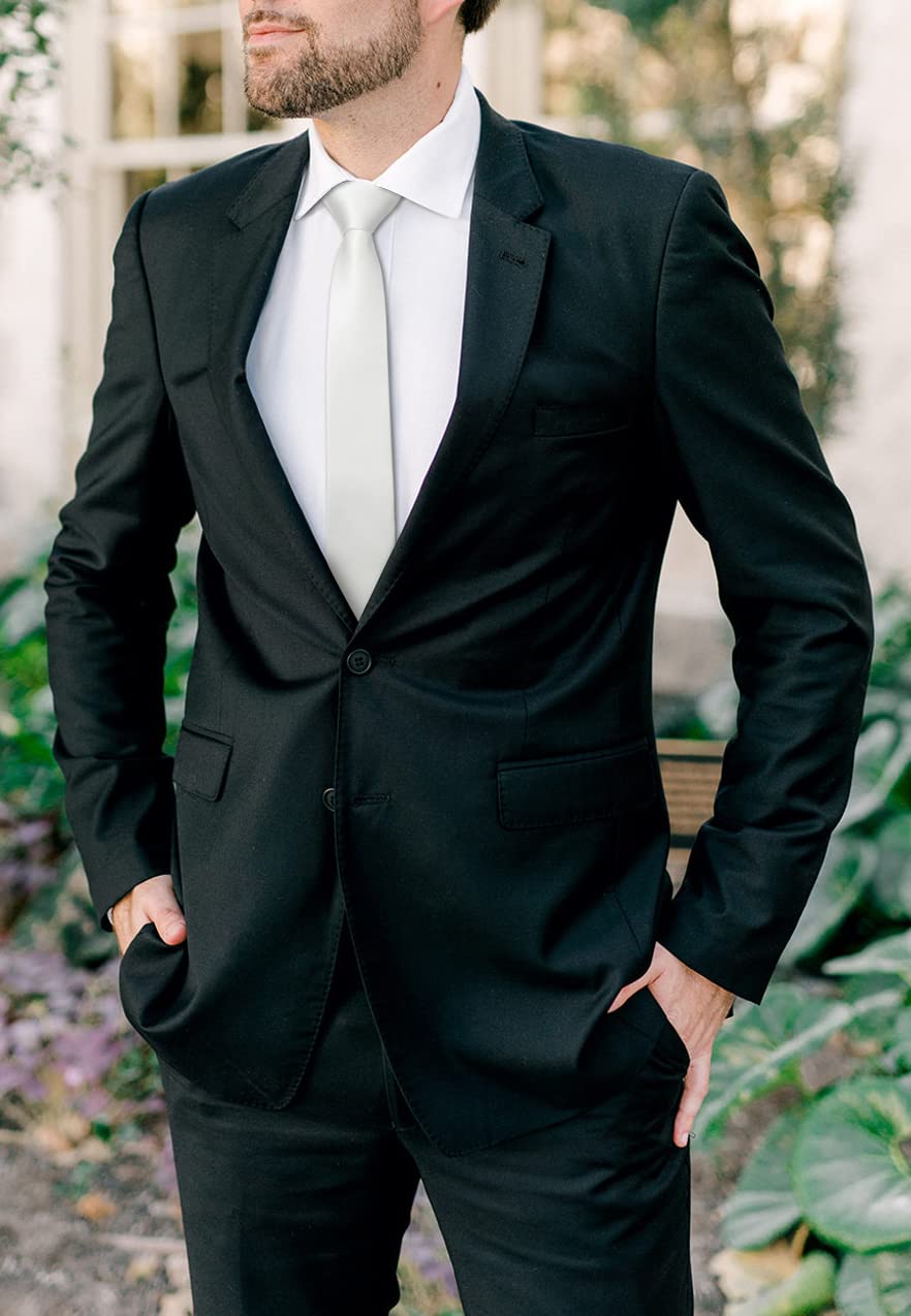 HISDERN Skinny Tie Solid Color 6cm Slim Ties for Men Wedding Classic Formal Business Necktie
