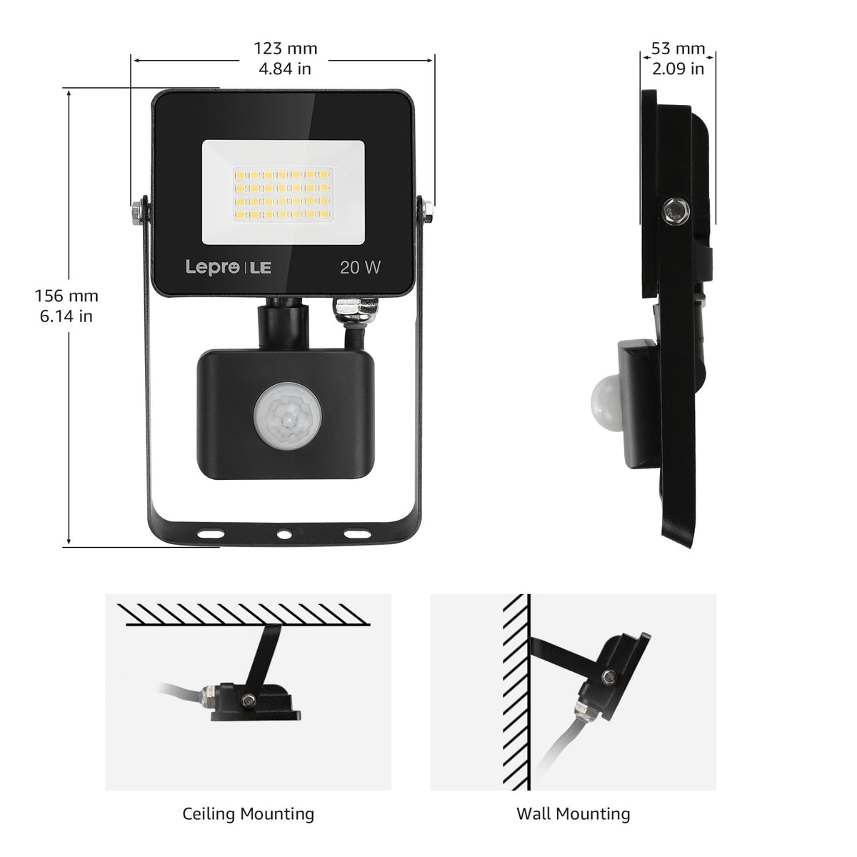 Lepro Security Lights Outdoor Motion Sensor 10W 850 Lumen Waterproof