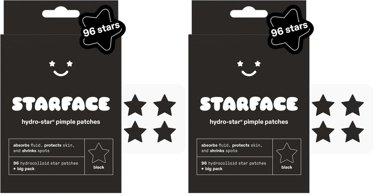 Starface Hydro-Star® Black Hydrocolloid Star-Shaped Pimple Patch, 96 ct