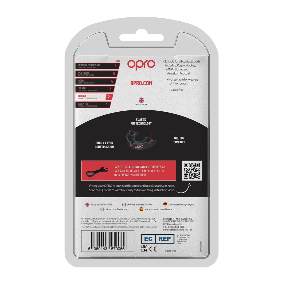OPRO Bronze Level Mouthguard Essential Fit – Gum Shield Adult and Kids – OPRO Mouth Guard Boxing and MMA, Easy Self-Fit Gum Shield Rugby and Hockey – Enhanced Protection with Dental Warranty