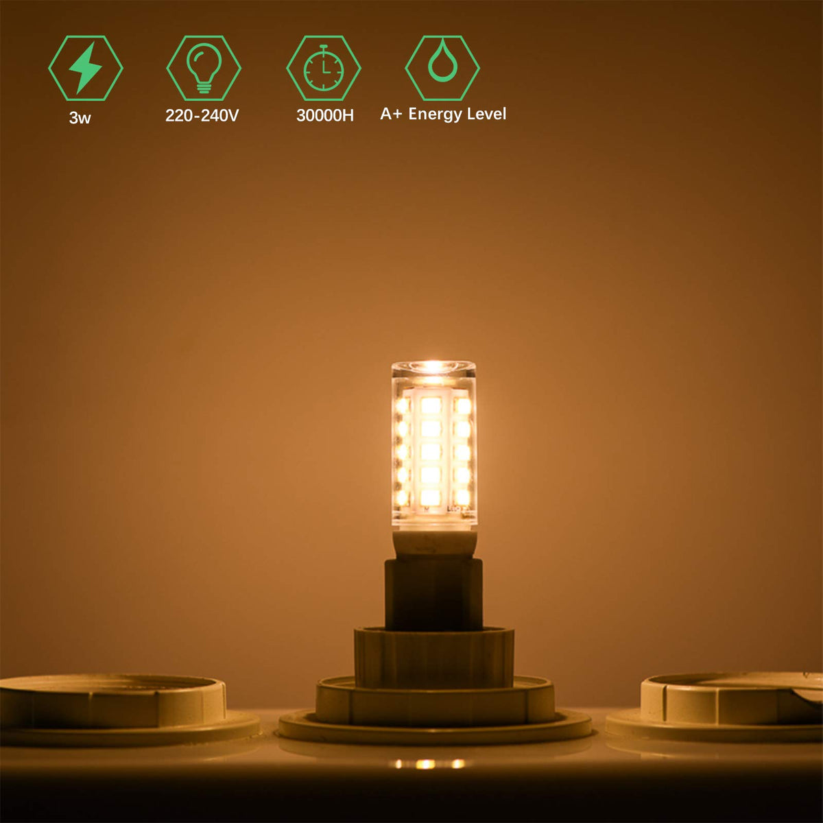 G9 LED Bulbs Warm White 2700K, 3W 350LM, Non-dimmable, 10 Pack