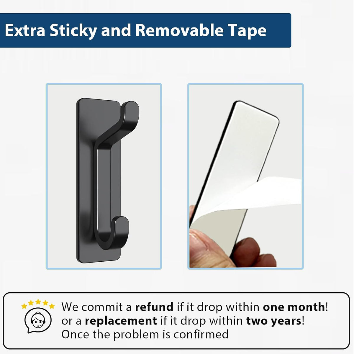 pickpiff Self Adhesive Hook, 6KG Extra Sticky and Strong, Black 4 Pack