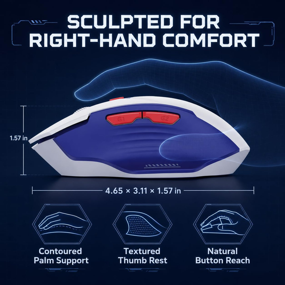 INPHIC A9 V2 Explorer Wireless Gaming Mouse, 12800 DPI Silent Mouse