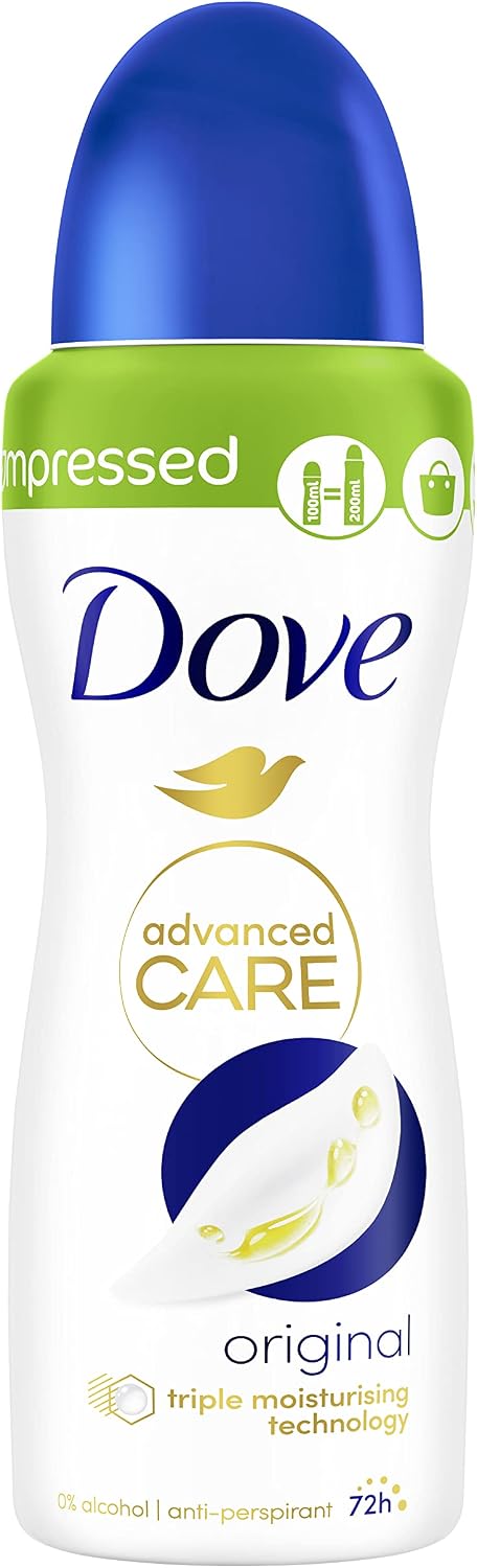 Dove Advanced Care Original Anti-perspirant Deodorant Spray with Triple Moisturising technology aerosol for 72 hours of protection 100 ml