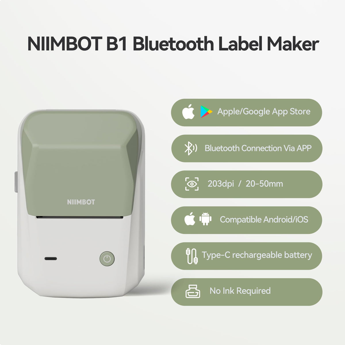 NIIMBOT B1 Label Maker Machine, 2 Inch Bluetooth Sticker Printer