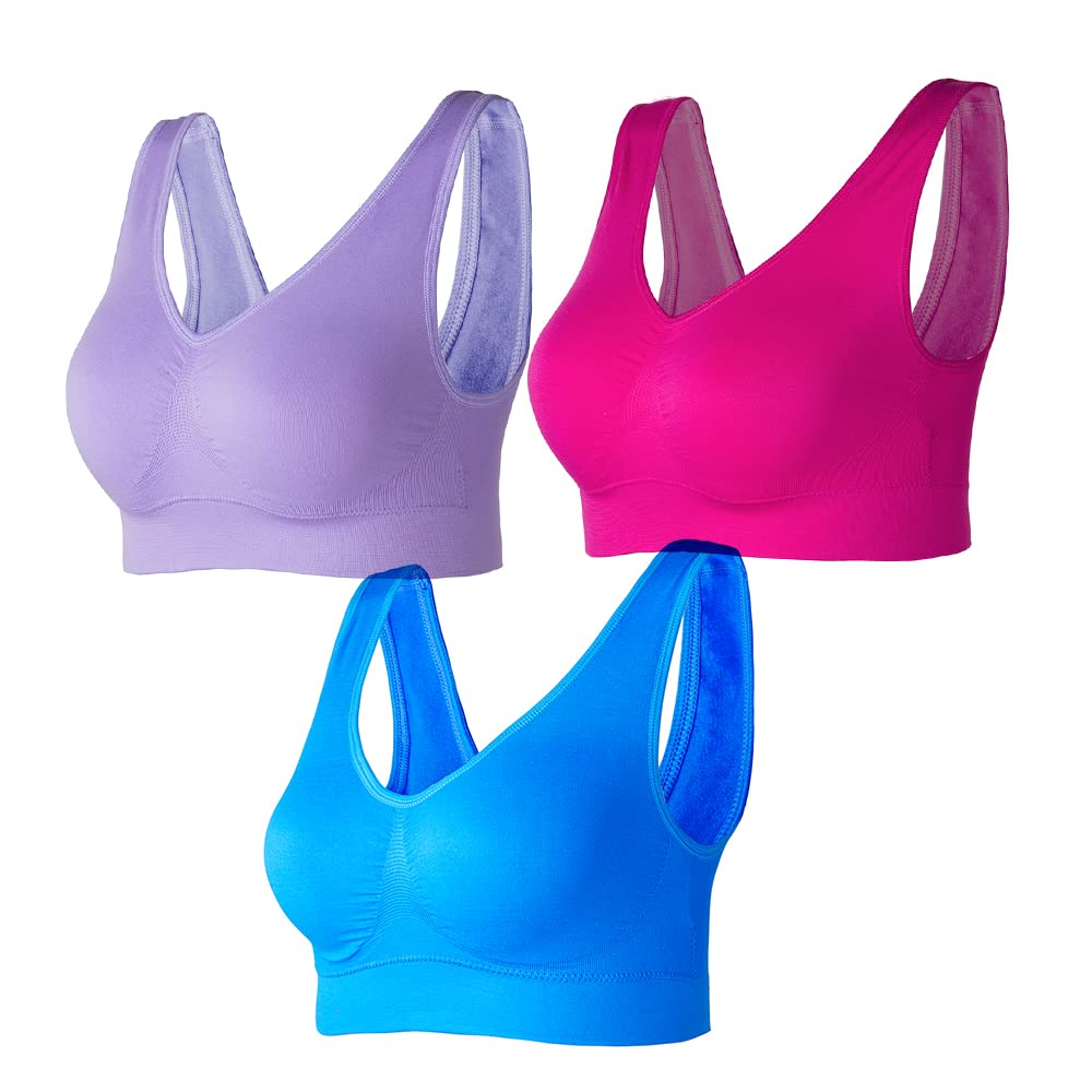Lemef 3-Pack Seamless Sports Bra Wirefree Yoga Bra with Removable Pads for Women