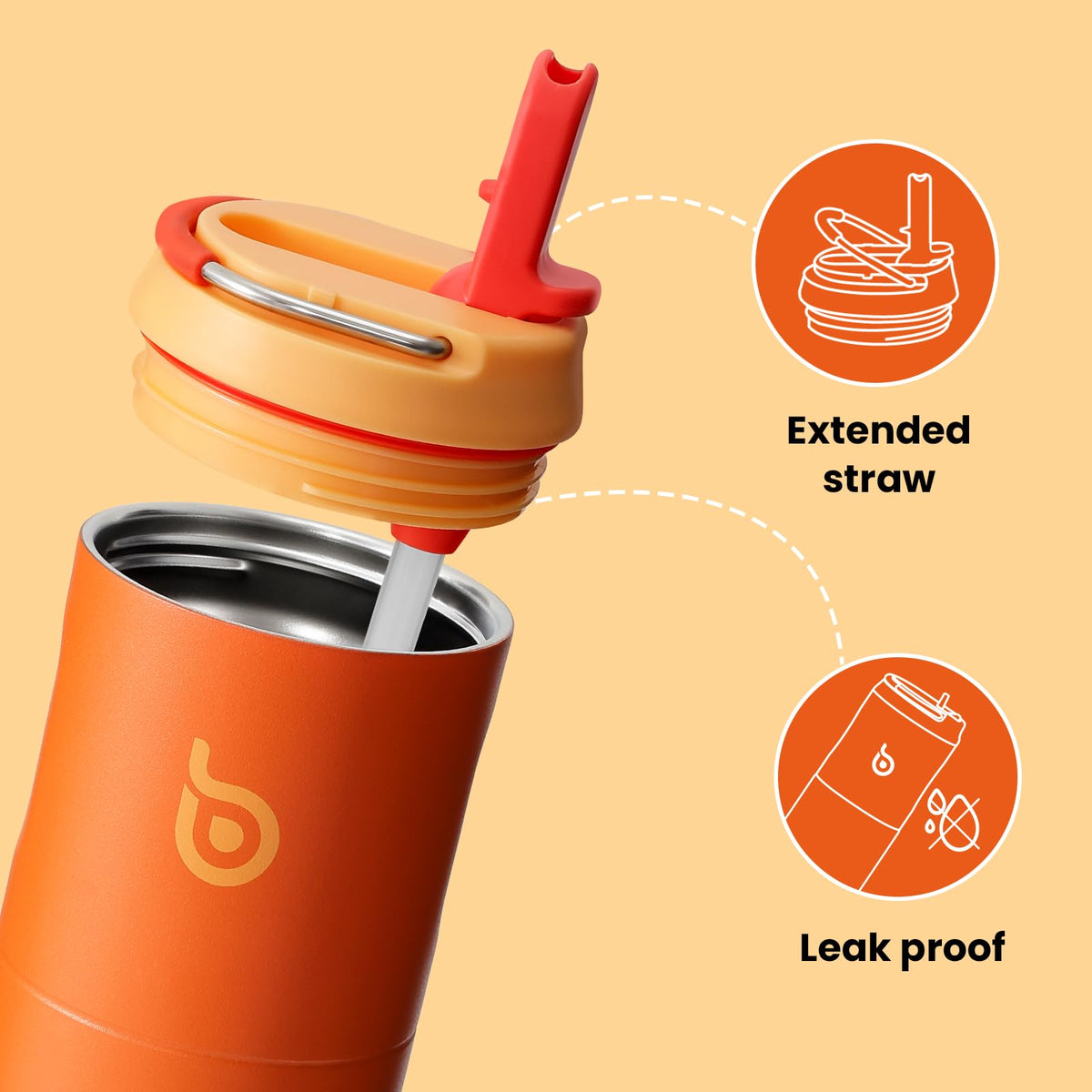 Bottle Bottle Stainless Steel Water Bottle 700ml with Straw and Lid Sports Insulated Metal Water Bottles with Handle(Black)