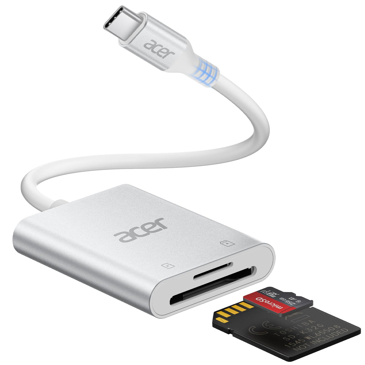 acer USB-C SD Card Reader 170MB/s, Type-C Micro SD Card Adapter Aluminium