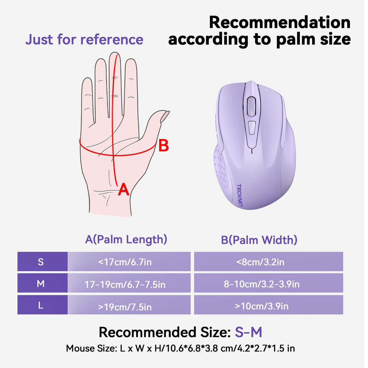 TECKNET Bluetooth Mouse, Rechargeable Bluetooth Wireless Mouse