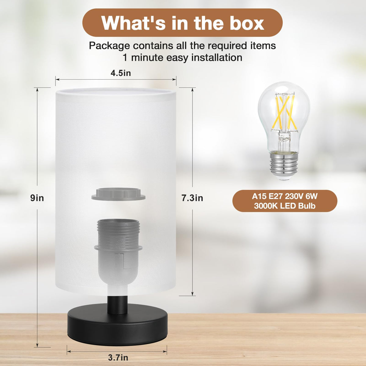 Aooshine Bedside Lamps, 3000K Warm Table Lamp for Bedroom Living Room
